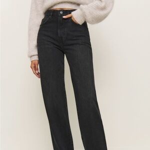 Reformation Val 90’s Mid Rise Straight Jeans in Kamari Crinkle